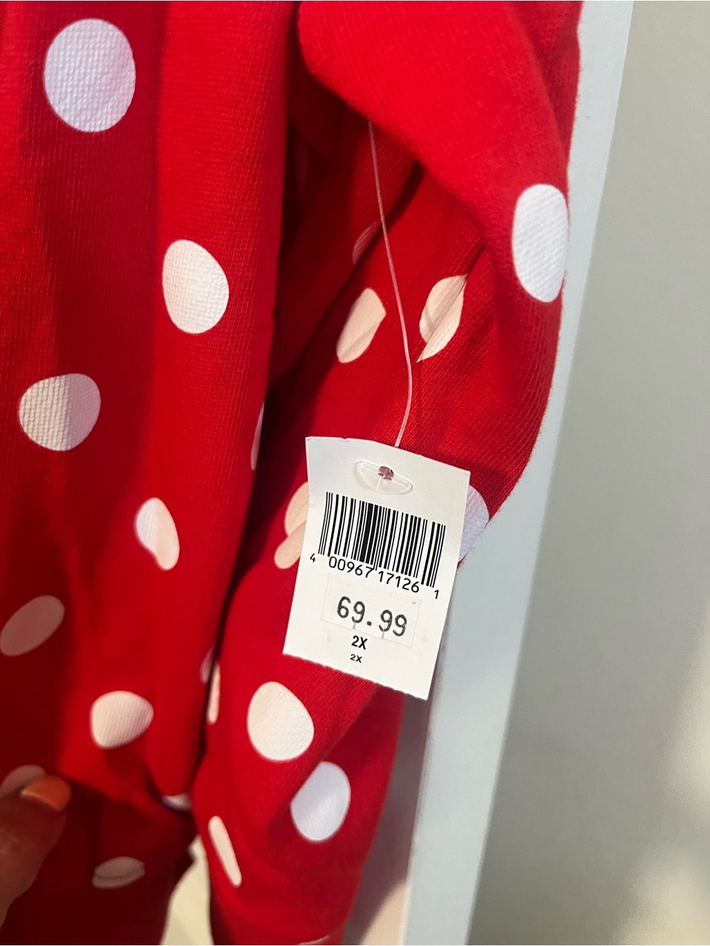 Disney Red White Polka Dot Minnie Mouse Hoodie Sweatshirt - Picture 2 of 3